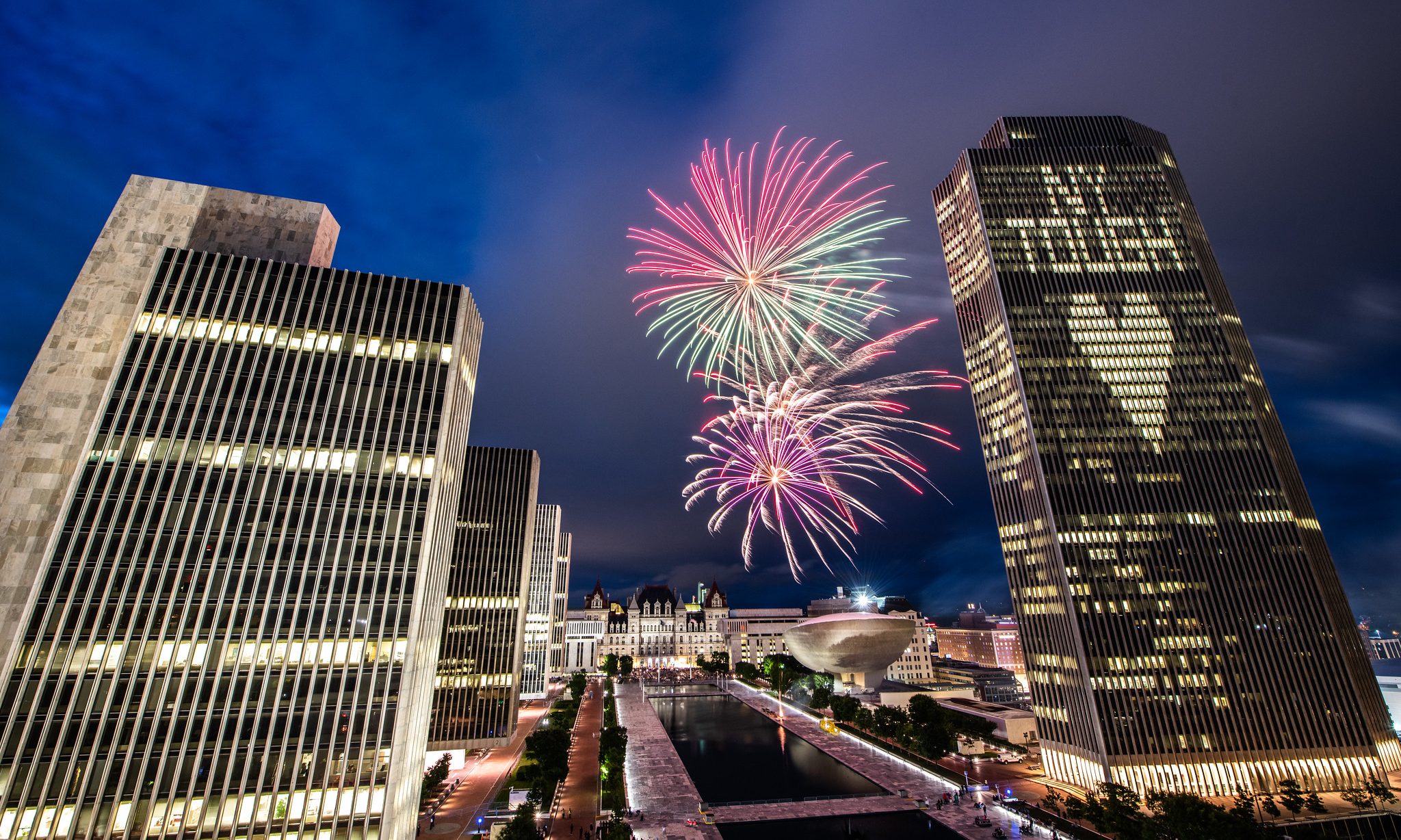 Andrew Cuomo, Fireworks, New York Tough, Empire State Plaza, Albany