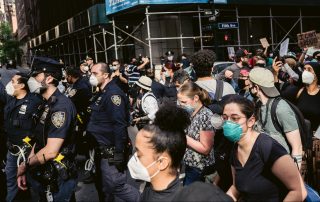 Police, Protesters, masks, BLM, Black Lives Matter