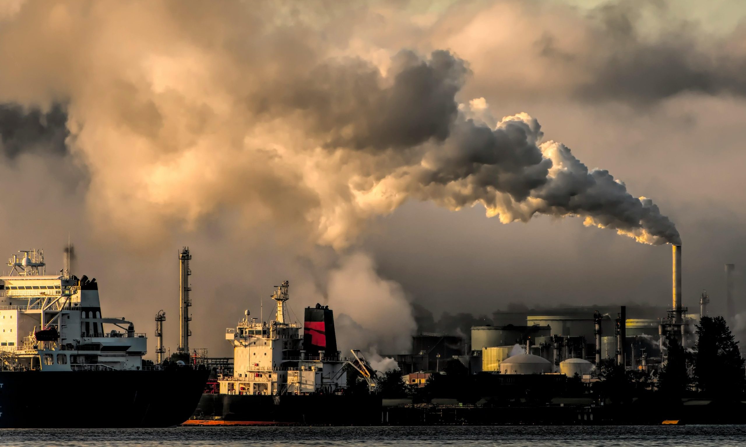 pollution, boats, industry