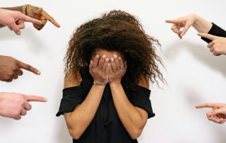 woman, sad, bully