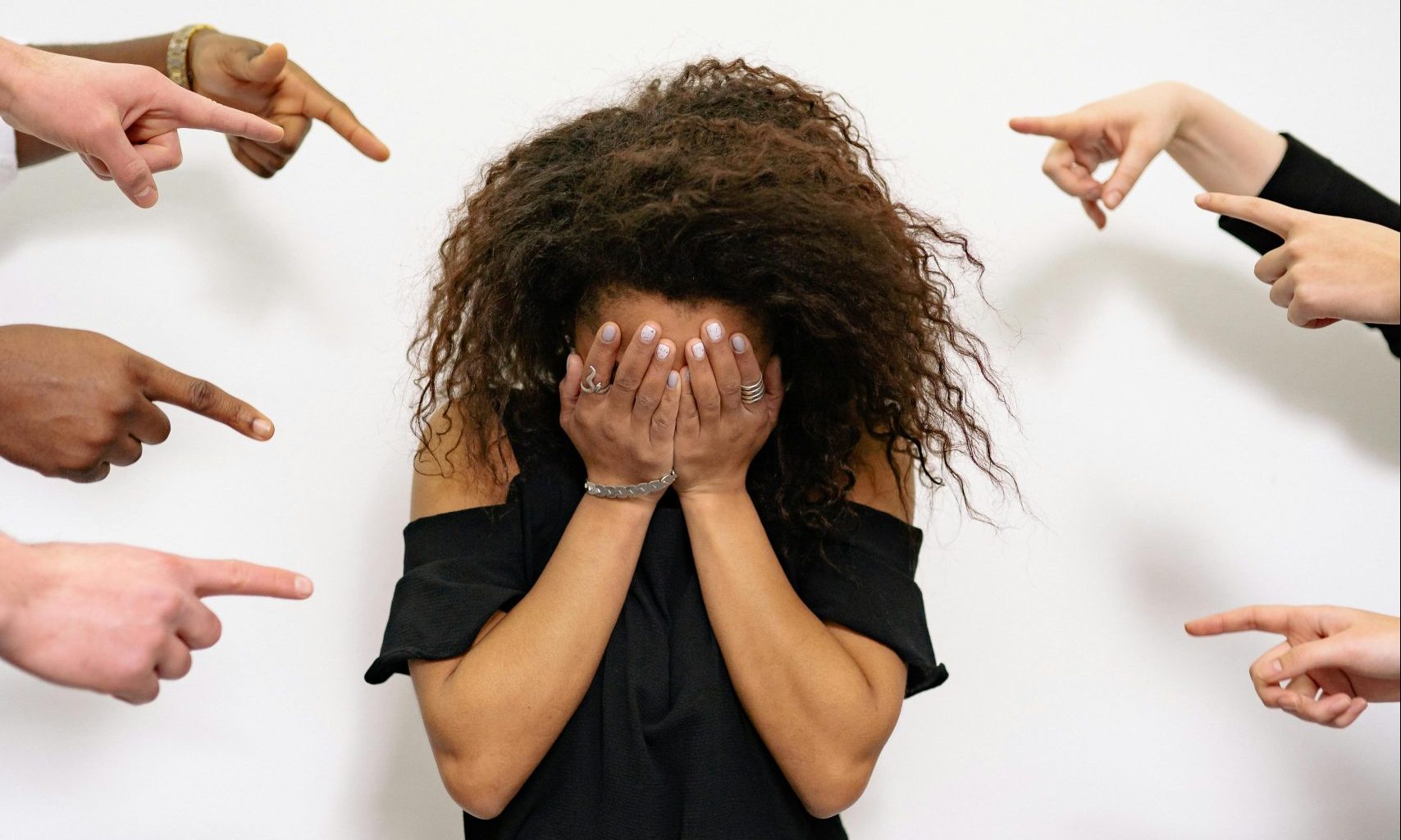 woman, sad, bully