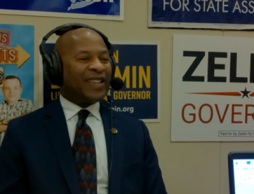 State Police Superintendent Steven G. James visits the studio